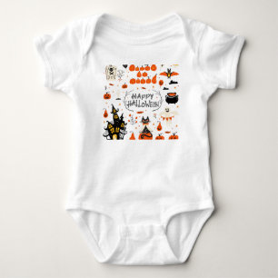 Halloween Elements Vintage Set Design Baby Bodysuit