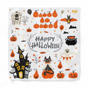 Halloween Elements Vintage Set Design Bandana
