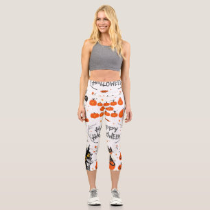 Halloween Elements Vintage Set Design Capri Leggings