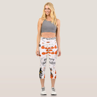 Halloween Elements Vintage Set Design Capri Leggings