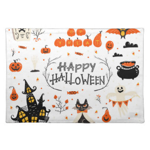 Halloween Elements Vintage Set Design Cloth Placemat