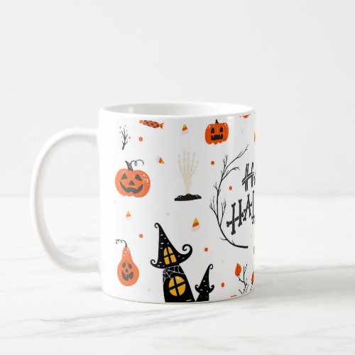 Halloween Elements Vintage Set Design Coffee Mug