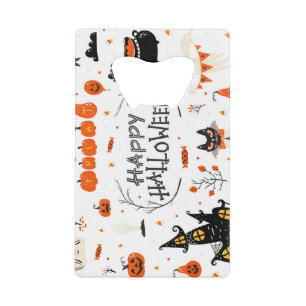 Halloween Elements Vintage Set Design Credit Card Bottle Opener