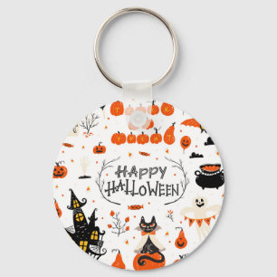 Halloween Elements Vintage Set Design Keychain
