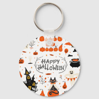 Halloween Elements Vintage Set Design Keychain