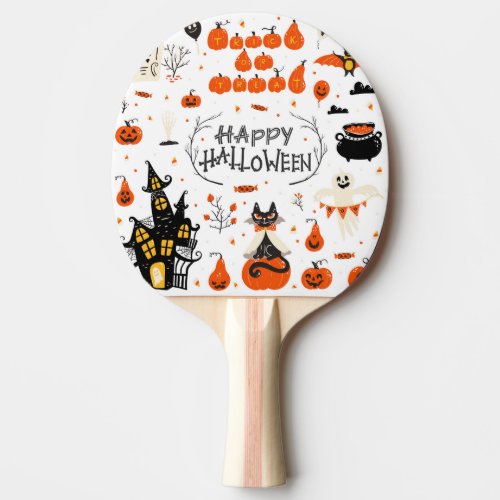 Halloween Elements Vintage Set Design Ping Pong Paddle