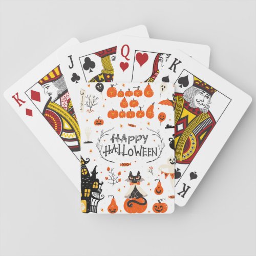 Halloween Elements Vintage Set Design Playing Cards