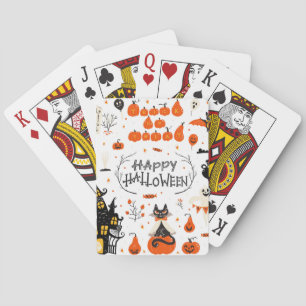 Halloween Elements Vintage Set Design Poker Cards