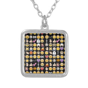halloween emoji silver plated necklace