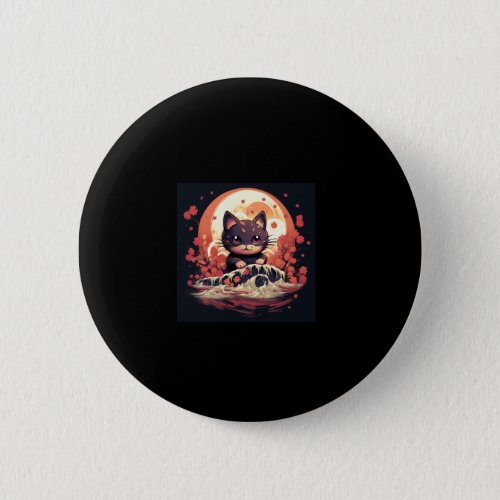 Halloween Enchantment_ Black Cat Pumpkins Wave  Button