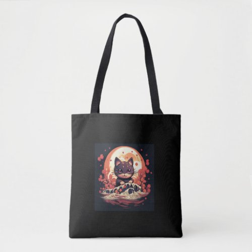 Halloween Enchantment_ Black Cat Pumpkins Wave  Tote Bag