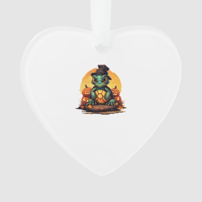 Halloween Enchantment Turtle with Hat in Autumn Ornament (Front)