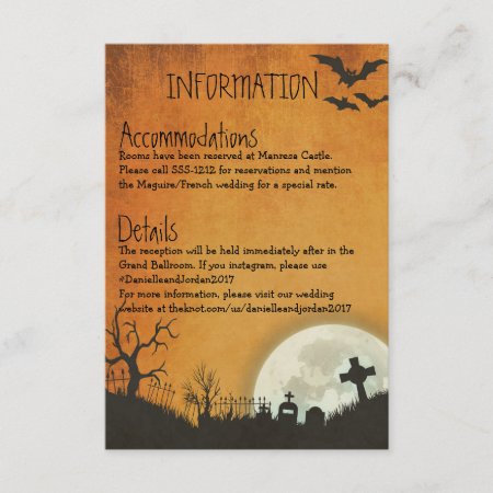 Halloween Enclosure Card For Wedding In Orange