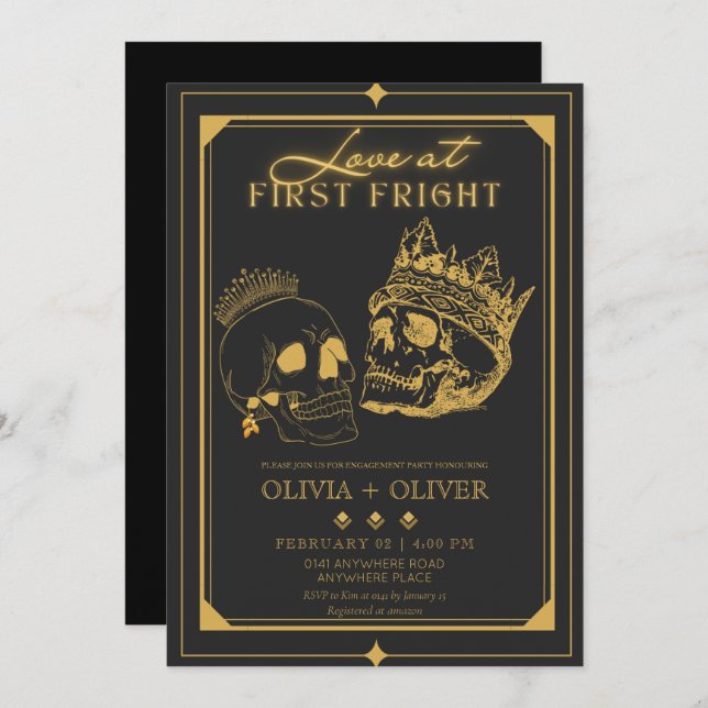 Halloween engagement party invitation (Front/Back)