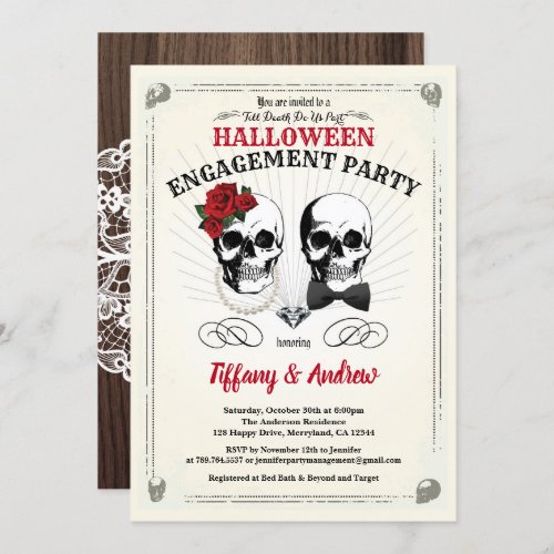 Halloween engagement party invitation Black red Invitation