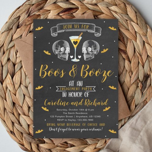 Halloween Engagement Party Invitation Boos  Booze