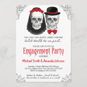 Halloween Engagement Party Invitation   Skulls