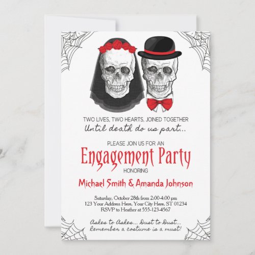 Halloween Engagement Party Invitation  Skulls