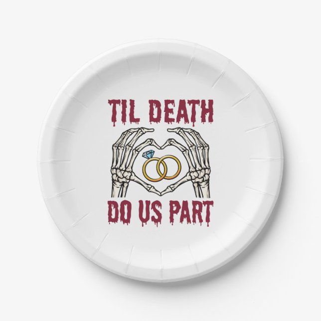 Halloween Engagement Til Death Do Us Part Paper Plates (Front)