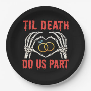Halloween Engagement Til Death Do Us Part Skeleton Paper Plates