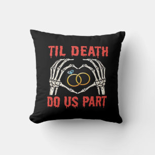 Halloween Engagement Til Death Do Us Part Skeleton Throw Pillow