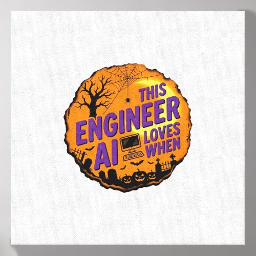 Halloween Engineer Loves AI Vintage Vector Design_ Canvas Photo Tile