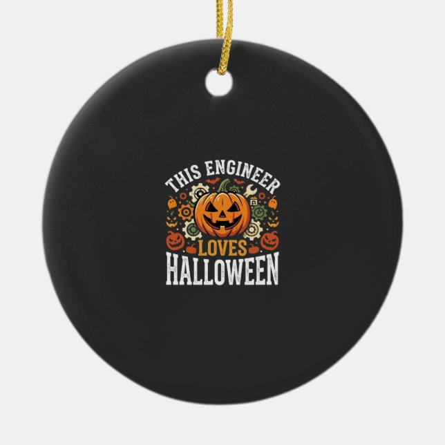 Halloween Engineer Pumpkin Vector Ceramic Ornament (Front)
