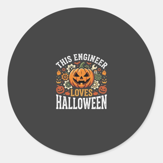 Halloween Engineer Pumpkin Vector Classic Round Sticker (Front)