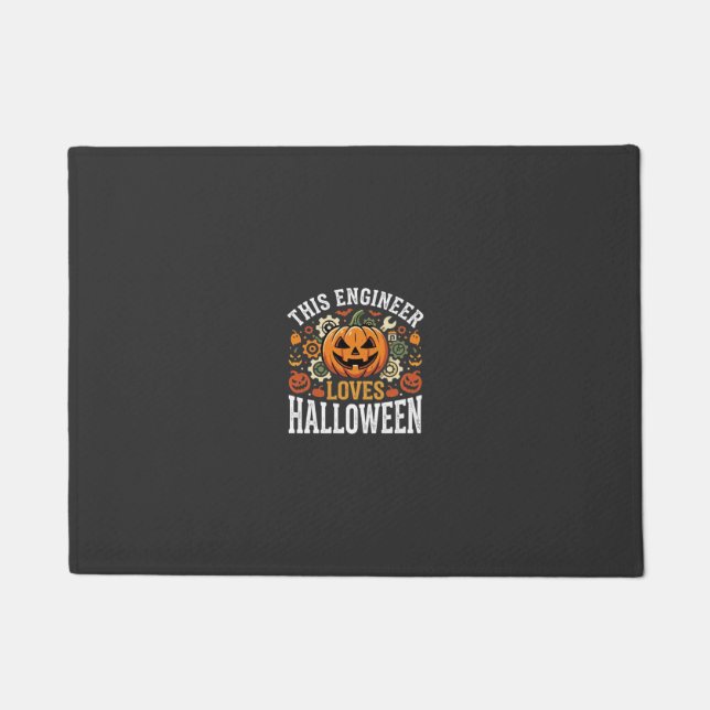 Halloween Engineer Pumpkin Vector Doormat (Front)