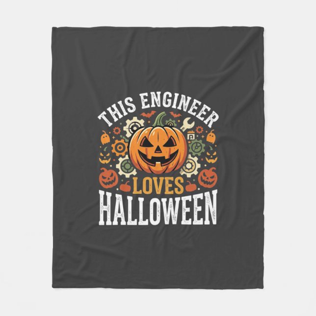 Halloween Engineer Pumpkin Vector Fleece Blanket (Front)