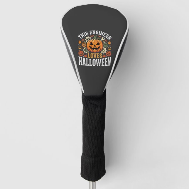 Halloween Engineer Pumpkin Vector Golf Head Cover (Front)