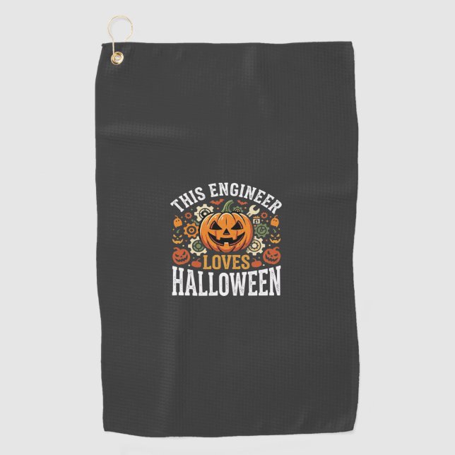 Halloween Engineer Pumpkin Vector Golf Towel (Front)