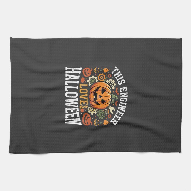 Halloween Engineer Pumpkin Vector Kitchen Towel (Horizontal)