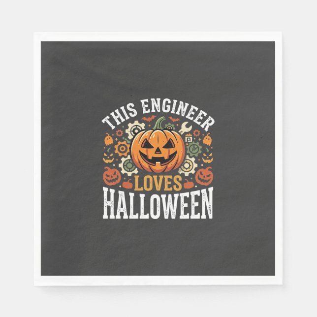 Halloween Engineer Pumpkin Vector Napkins (Front)