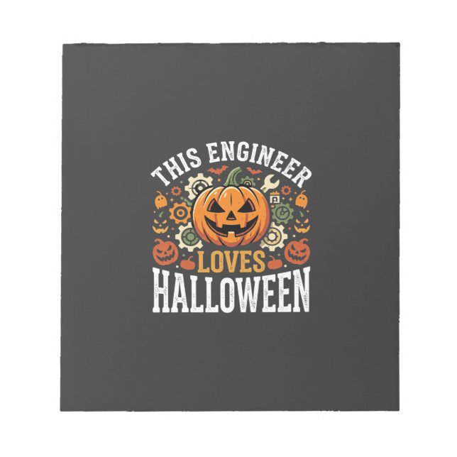 Halloween Engineer Pumpkin Vector Notepad (Front)