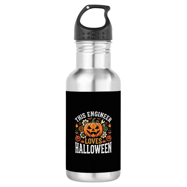 Halloween Engineer Pumpkin Vector Stainless Steel Water Bottle (Front)