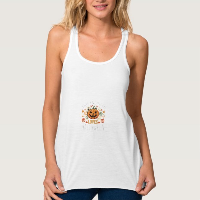 Halloween Engineer Pumpkin Vector Tank Top (Front)