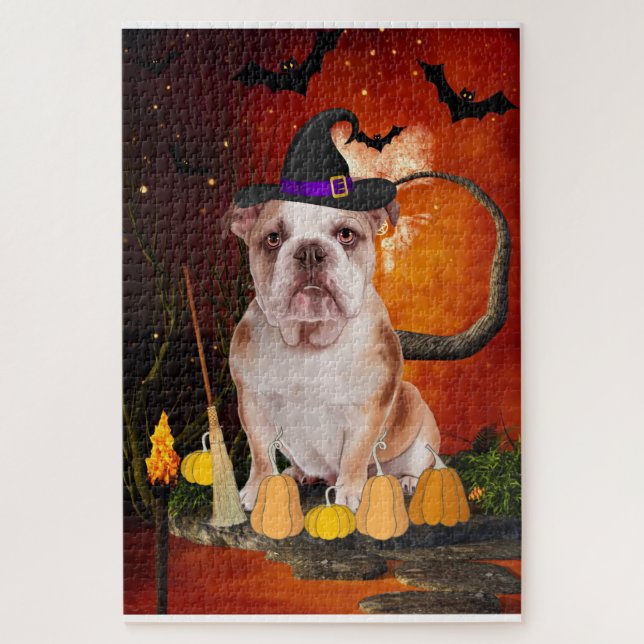 Halloween English Bulldog Jigsaw Puzzle (Vertical)