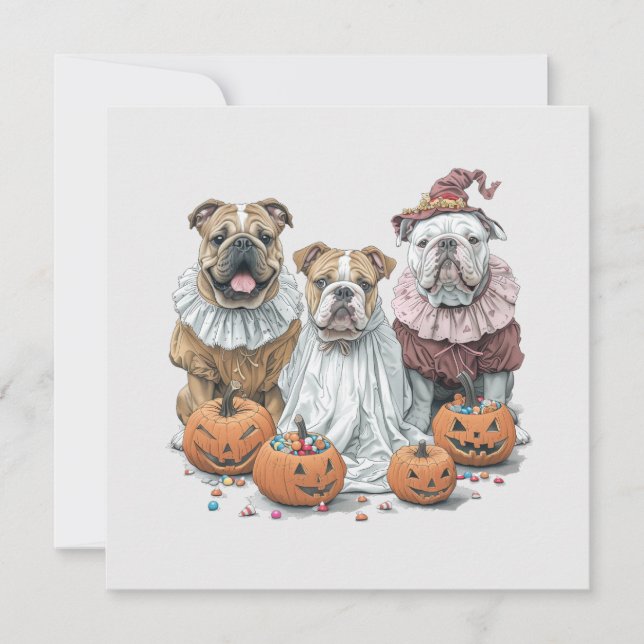 Halloween English Bulldogs Pumpkin Invitation (Front)