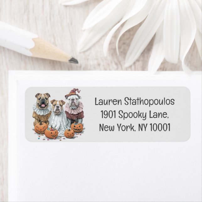 Halloween English Bulldogs Pumpkin Label (Insitu)