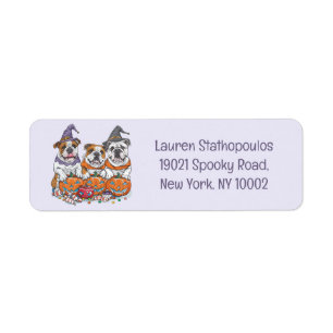 Halloween English Bulldogs Pumpkin Label