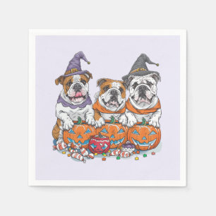 Halloween English Bulldogs Pumpkin Napkins