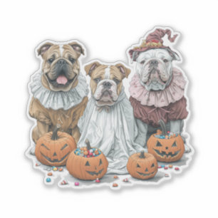 Halloween English Bulldogs Pumpkin Sticker