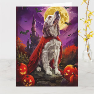 Halloween English Setter Vampire Pumpkins Scary Card