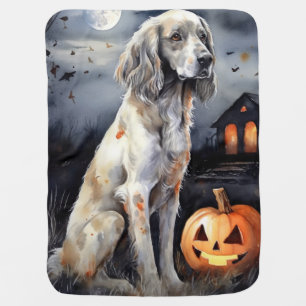 Halloween English Setter With Pumpkins Scary Baby Blanket