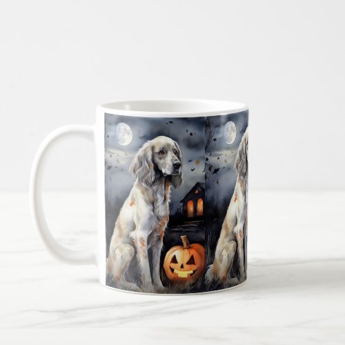 Halloween English Setter With Pumpkins Scary Coffee Mug