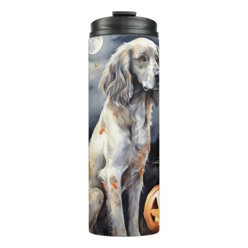 Halloween English Setter With Pumpkins Scary Thermal Tumbler