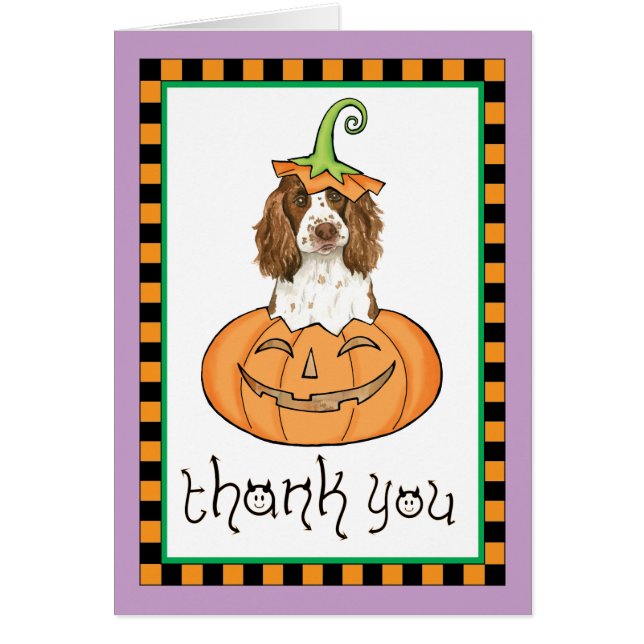 Halloween English Springer Thank You Cards (Front)