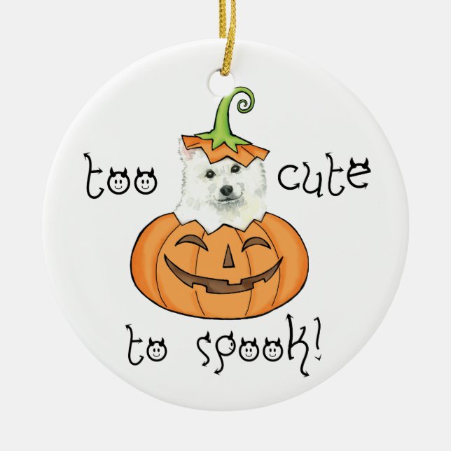 Halloween Eskie Ceramic Ornament (Front)