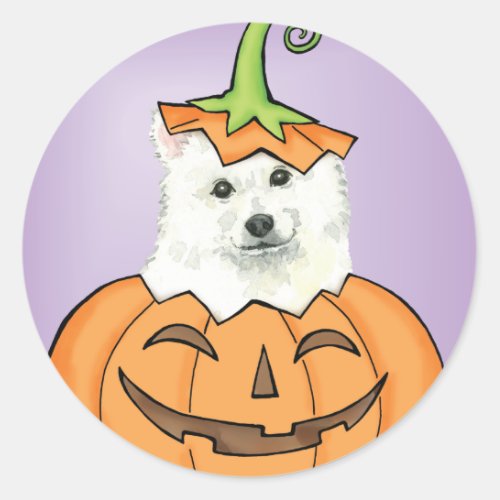 Halloween Eskie Classic Round Sticker